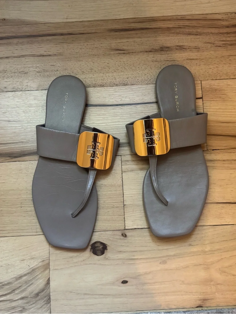 Tory Burch Blush Leather Sandals with Gold Logo